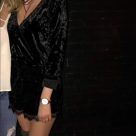Black Velvet Romper | size small | nine britton - Picture 1 of 6